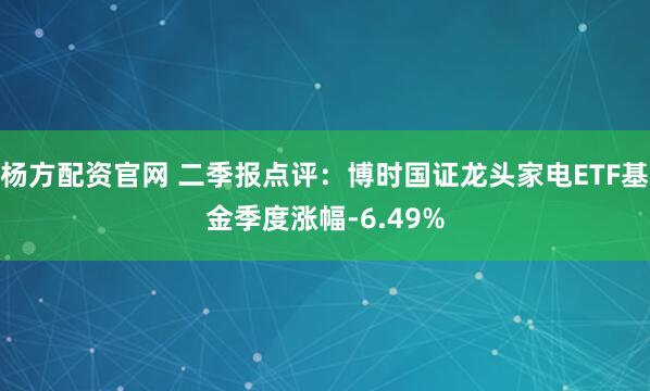 杨方配资官网 二季报点评：博时国证龙头家电ETF基金季度涨幅-6.49%