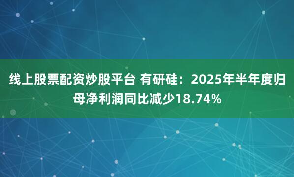 线上股票配资炒股平台 有研硅：2025年半年度归母净利润同比减少18.74%